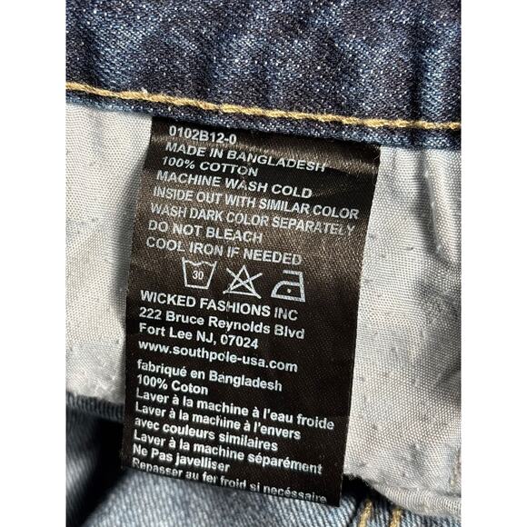 VTG Southpole Shorts Mens Size 46 Blue Denim Distressed Raw Hem Baggy Grunge - Picture 4 of 10